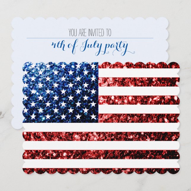 Blåblåspark i USA flagga 4:e juli inbjudan (Fram/baksida)