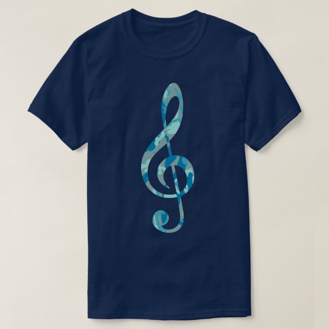 BlåBlast Kamouflage Mönster Diskantnyckel T Shirt (Design framsida)