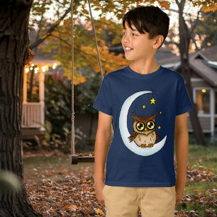 Blåblaststjärnor uggla Måne T Shirt