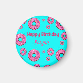 Blåblått av kräm från grattis på födelsedagen rosa magnet