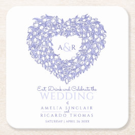 Blåblått bläck teckning underlägg papper kvadrat