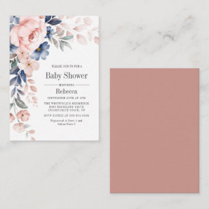 Blåblått blått Rosa-Blommigt för babyskor Anteckningskort