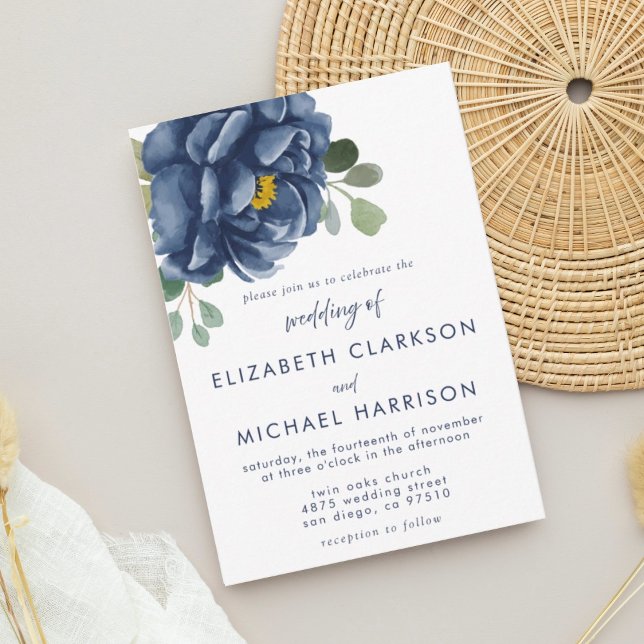Blåblått Blommigt - inbjudan till EUCLAPtus Weddin (Skapare uppladdad)