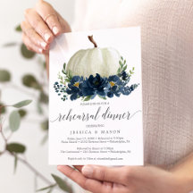 Blåblått Blommigt Pumpkin Rehearsal Dinner Invati