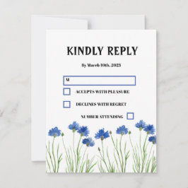 Blåblått blommigt Wildblommor Bröllop OSA Kort