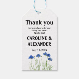 Blåblått blommigt Wildblommor Bröllop Presentetikett