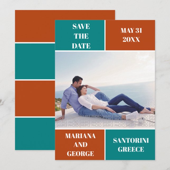 Blåblått, bröllop spara datum, Nordblocket färg Datumet (Fram/baksida)