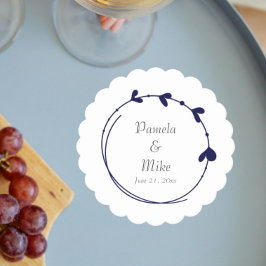 Blåblått, enkelt hjärtkrans Bröllop Underlägg Papper