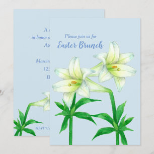 Blåblått för påsk-inbjudan Brunch Tea Lily Flowers Inbjudningar