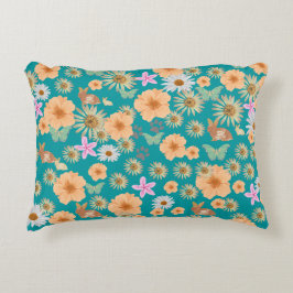 Blåblått från blommigt prydnadskudde