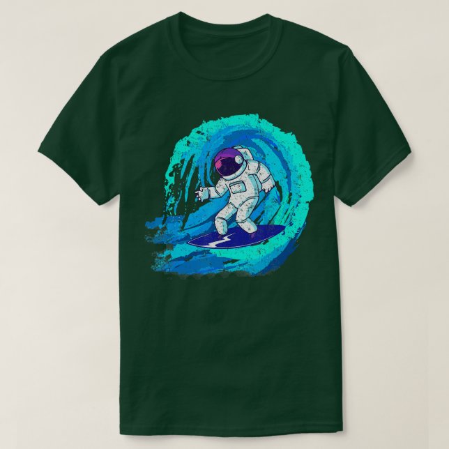 Blåblått från rymden galaxy surfer astronaut t shirt (Design framsida)