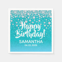 Blåblått grönt glitter diamanter Grattis på födels