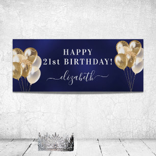 Blåblått guld-ballonger namn poster