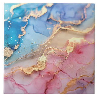 Blåblått Guld Glitter-marmorerat agate-keramiskt Kakelplatta