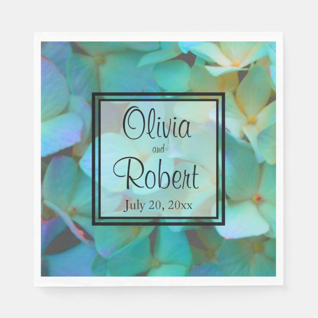 Blåblått gult, rosa av blommor pappersservett (Framsidan)