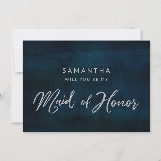 Blåblått i min Maid of honor Frieri kort (Framsida)