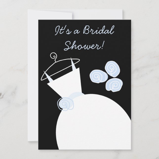 Blåblått inbjudningskort för möhippan svart bröllo (Framsida)