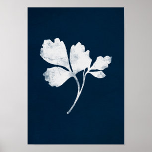Blåblått löv-konst poster