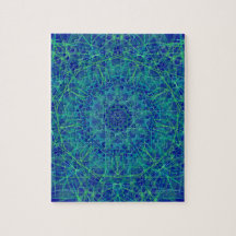 Blåblått mandala paisley-pussel