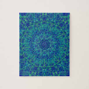 Blåblått mandala paisley-pussel pussel