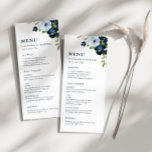Blåblått och dammigt blått bröllop meny<br><div class="desc">En underbar bröllop-temadesign i blommigt med underbar vattenfärg blåa blommor. Färg och text kan vara personlig.</div>