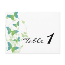 Blåblått och Grönt Butterfly Vine Bröllop Bordsnum