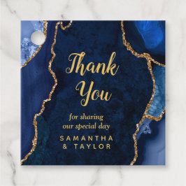 Blåblått och Guld Agate Bröllop Tack Gåvor Etiketter