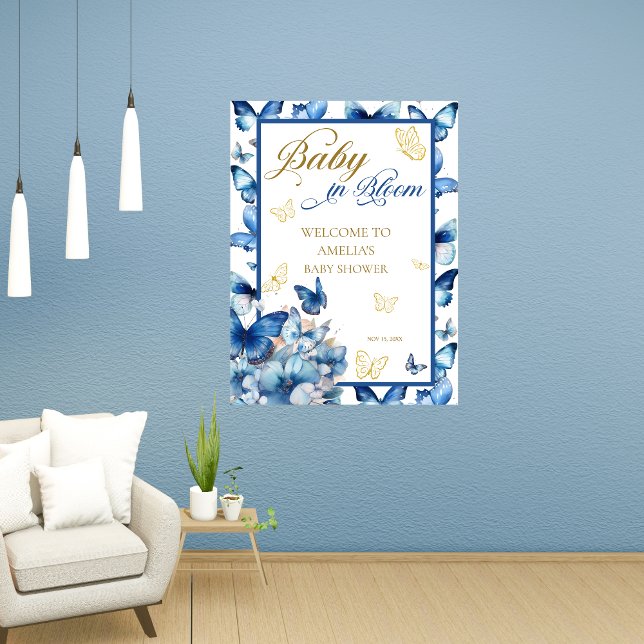 Blåblått och Guld Butterfly Baby i Bloom Baby Show Poster (Skapare uppladdad)