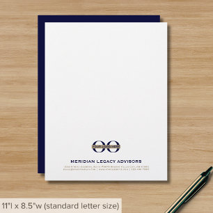 Blåblått och Guld Letterhead med Logotyp Brevhuvud