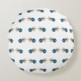 Blåblått och gult fisk rund kudde