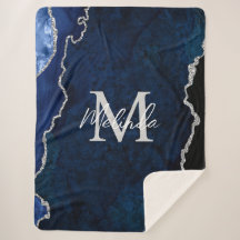 Blåblått och Silver marble Agate