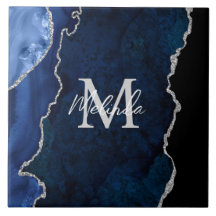 Blåblått och Silver marble Agate