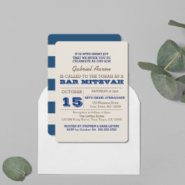 Blåblått och Silver Pub Mitzvah-inbjudan Inbjudningar