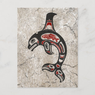 Blåblått och svart Haida Spirit Killer Whale Vykort
