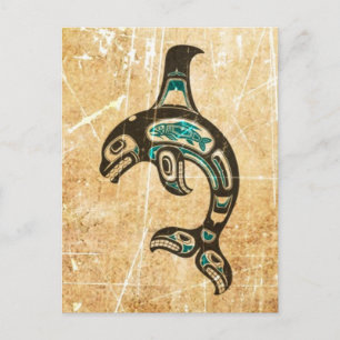 Blåblått och svart Haida Spirit Killer Whale Vykort
