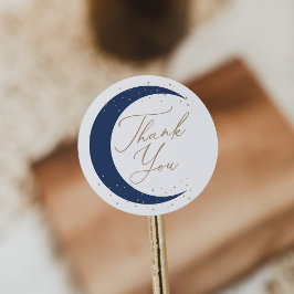 Blåblått över Måne pojkbabyduschen Runt Klistermärke