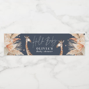 Blåblått pampasgräs giraffe safari vattenflaskor etikett