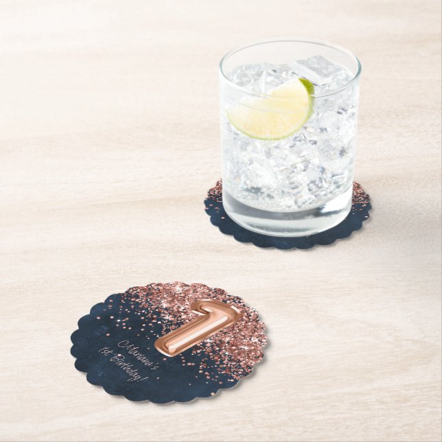 Blåblått ro-marinblått 1:a födelsedag Party Underlägg Papper (Insitu)