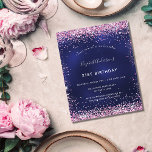 Blåblått rosa för daggflotta<br><div class="desc">En modern,  snyggt och glamorös inbjudan till en 21:a (eller vilken ålder som helst) födelsedagsfest. En marin blå bakgrund,  dekorerad med rosa konetti. Den blå färg är ojämn. Anpassa och lägg till ditt namn och information om party.</div>