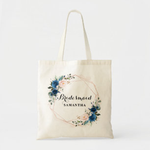 Blåblått Rosa ros botaniskt geometriskt gift Tygkasse