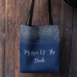 Blåblått Silver Bröllop Mor i Glitter, Bride Tygkasse<br><div class="desc">Den här designen skapades med digital design. Det kan vara personlig genom att klicka på anpassningsknappen. Kontakta mig på colorflowcreations@gmail.com om du vill ha denna design på en annan produkt. Köp min ursprungliga abstrakt-akrylmålning för försäljning på www.etsy.com/colorflowart. Se fler av mina skapelser eller följ mig på www.facebook.com/colorflowcreations, www.instagram.com/colorflowcreations, www.twitter.com/colorflowart och...</div>