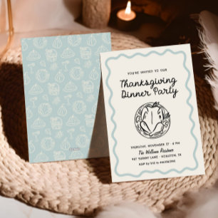 Blåblått Thanksgiving i hand plockade vid Inbjudan