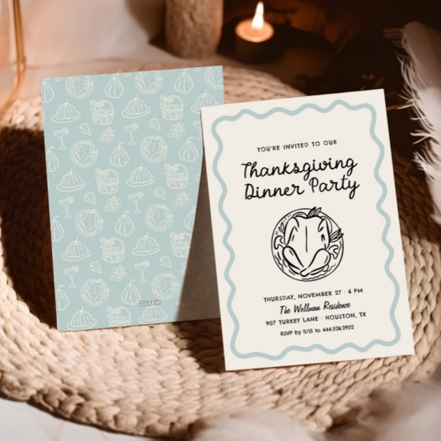 Blåblått Thanksgiving i hand plockade vid Inbjudan (Skapare uppladdad)