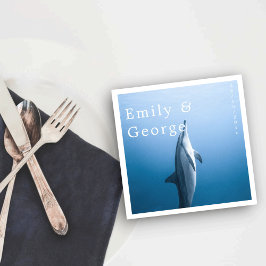Blåblått under havets delfiner Kusten Bröllop Pappersservett