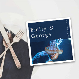 Blåblått under Jellyfish Nautical Bröllop Pappersservett