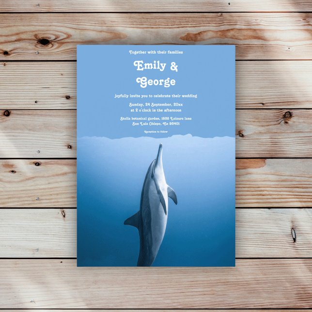Blåblått under Sea Dolphin Boho Beach Wedding Inbjudningar (Skapare uppladdad)