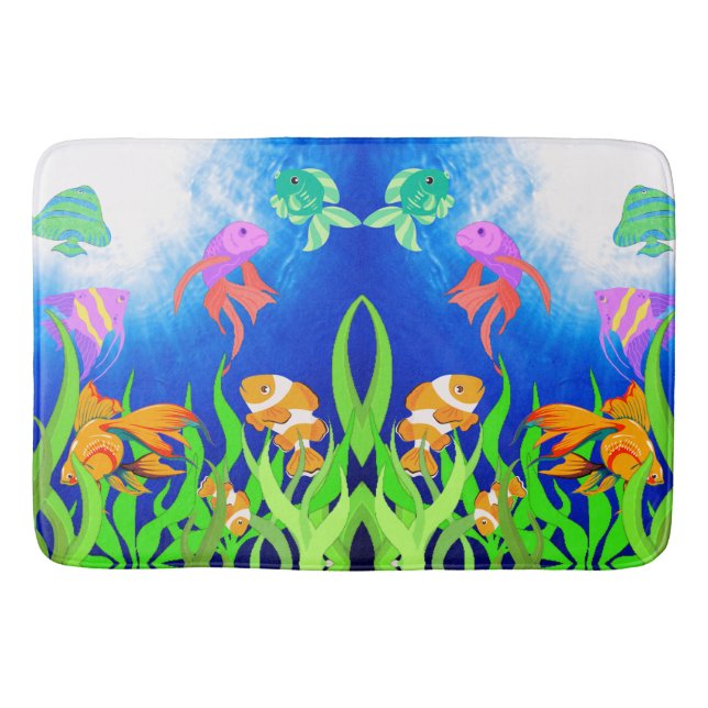 Blåblått undervattensfiske badrumsmatta (Framsidan)