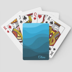 Blåblått vågigt havsåterstoder stil vinkar design casinokort