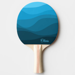Blåblått vågigt havsåterstoder stil vinkar design pingisracket