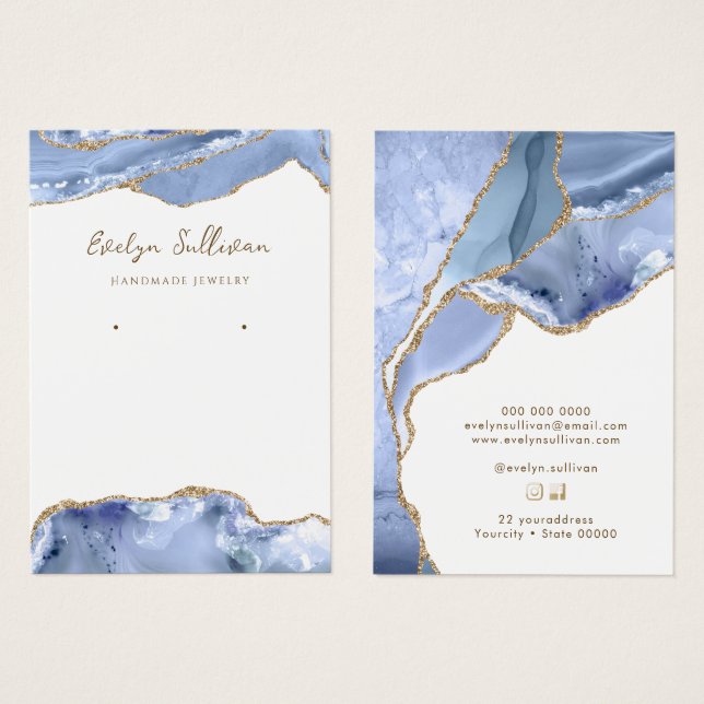 Blåblått visning för smycken visitkort (Framsida & baksida)